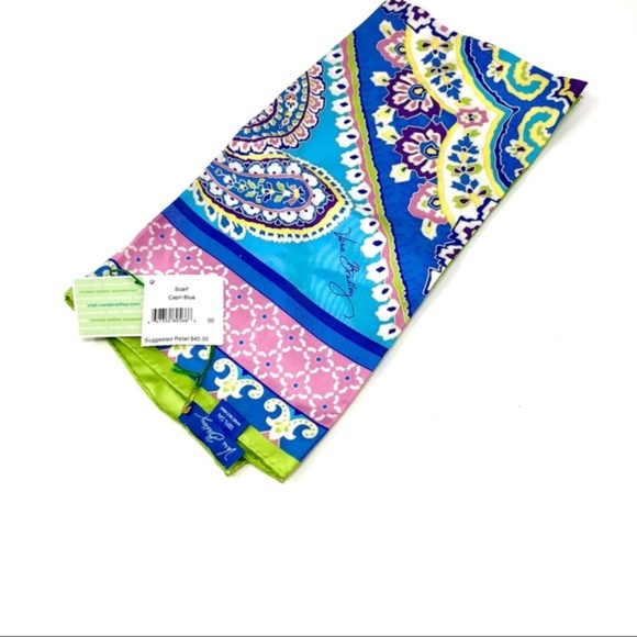 NWT Vera Bradley Silk Capri Blue Pink Silk Scarf - Picture 5 of 5